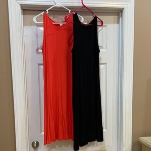 Coral and Black Sleeveless Dresses. Med Tall. Old navy. Euc.